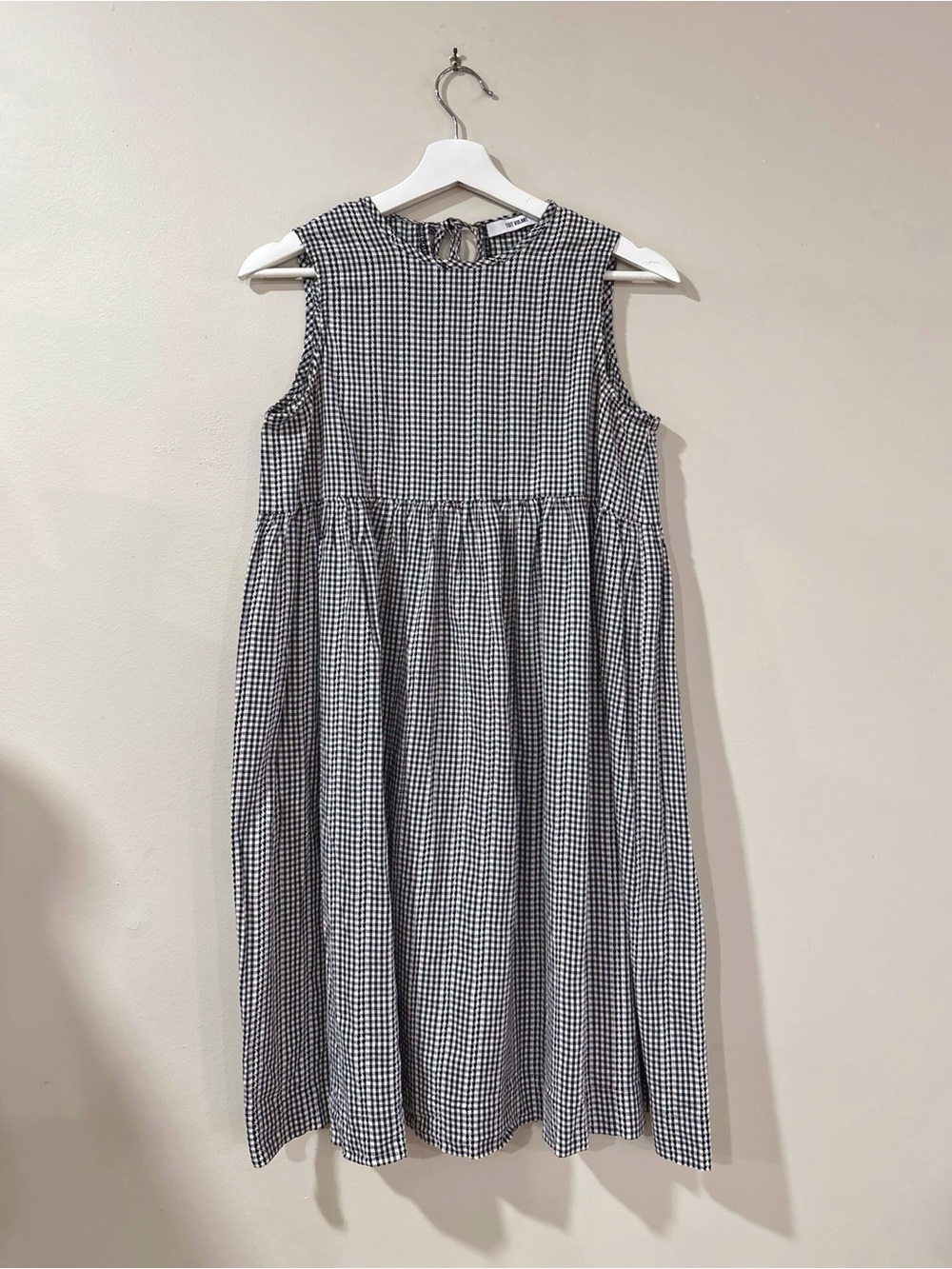 Toit Volant XS Black White Gingham Cotton Midi Dress Cottagecore Minimalist